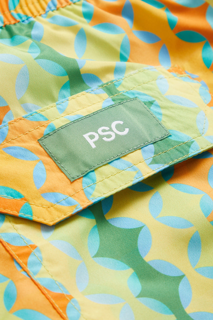 Orange Mosaic Swim Shorts