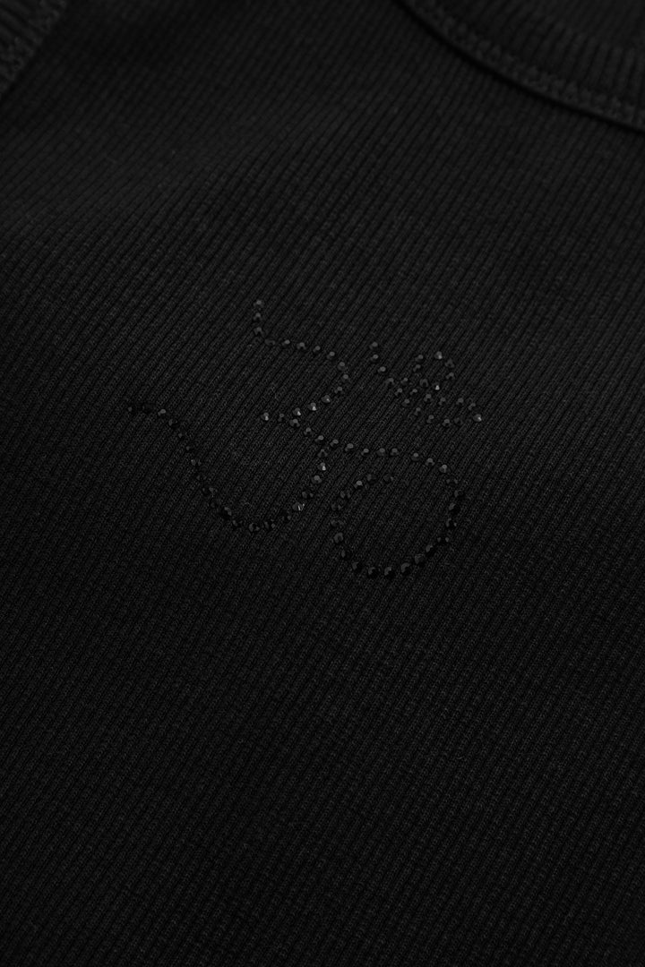 Racer Black Embellished Tank Top