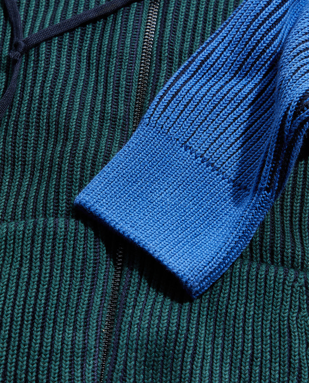 Multicolor Zipped Knitted Hoodie