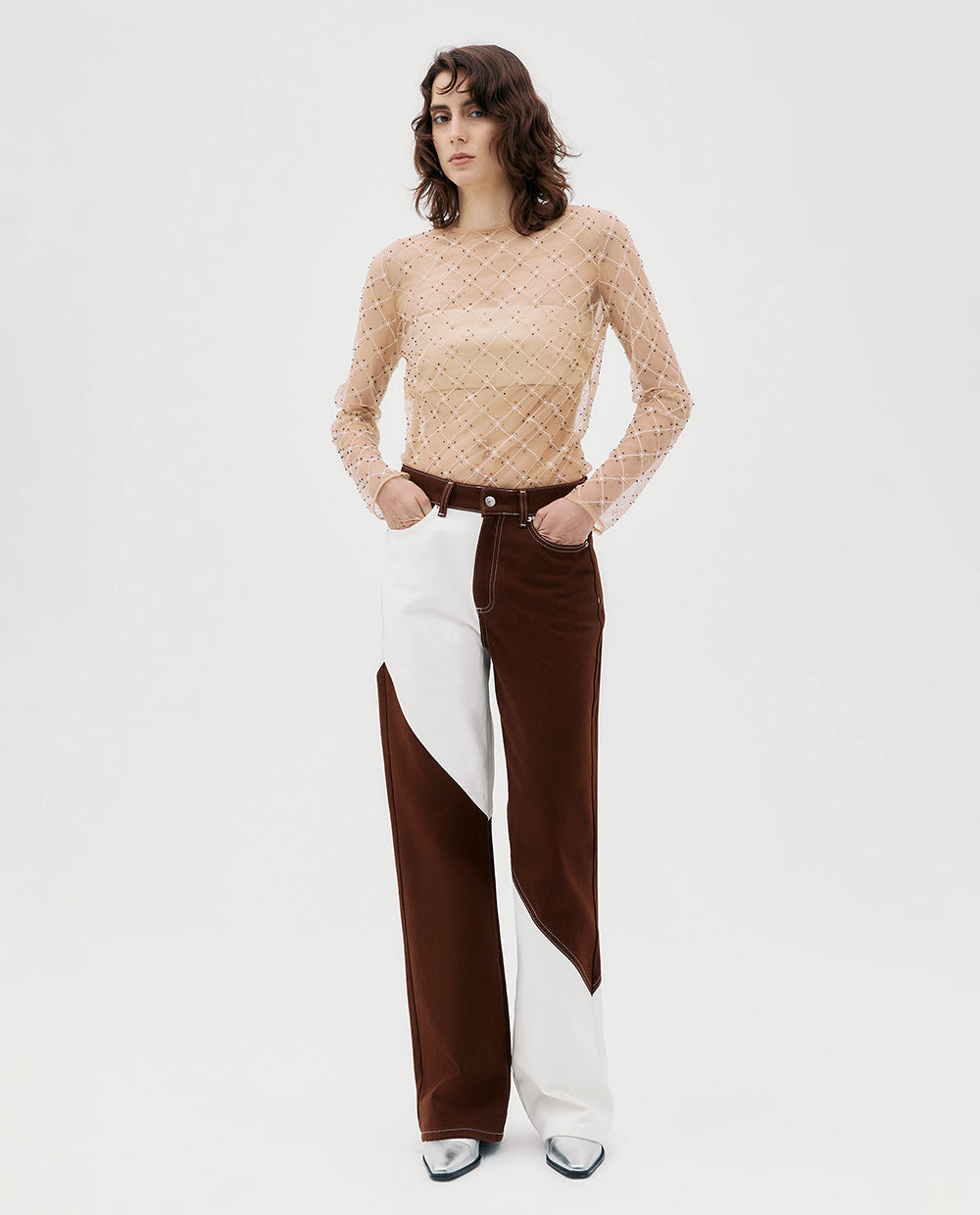 BROWN PATCHWORK JEANS