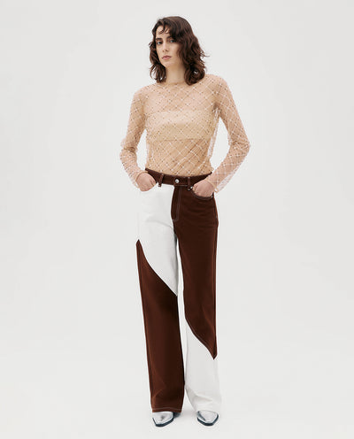 BROWN PATCHWORK JEANS