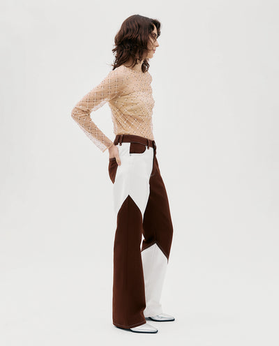 BROWN PATCHWORK JEANS