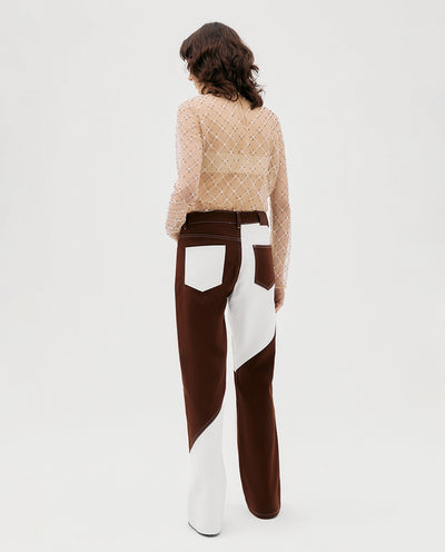 BROWN PATCHWORK JEANS