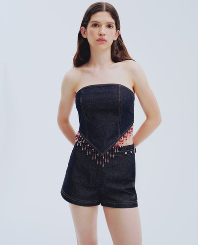 Denim Triangle Top