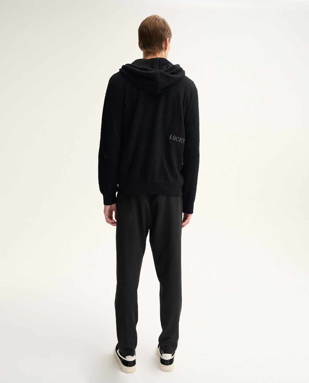 Black Lucky Knitted Hoodie