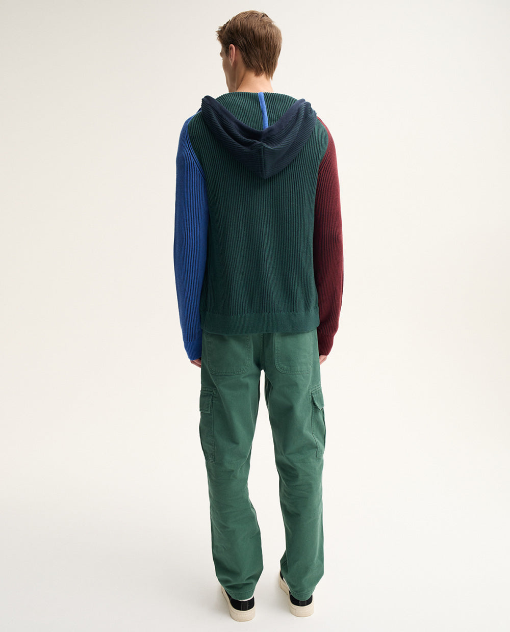 Multicolor Zipped Knitted Hoodie
