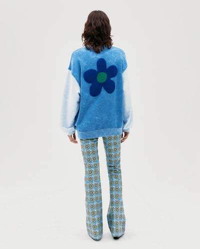 BLUE COLOR BLOCK SWEATSHIRT