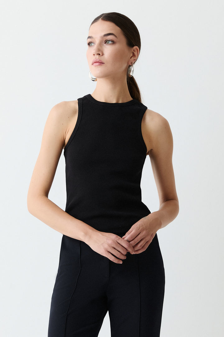 Racer Black Tank Top