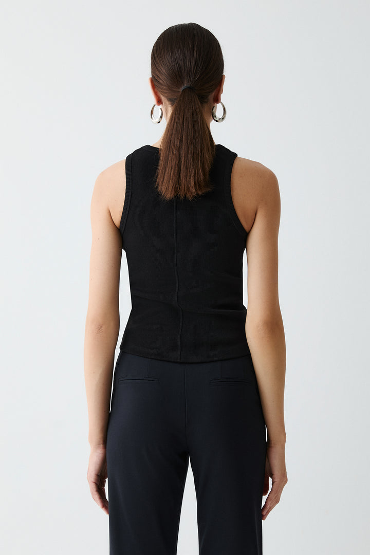 Racer Black Embellished Tank Top