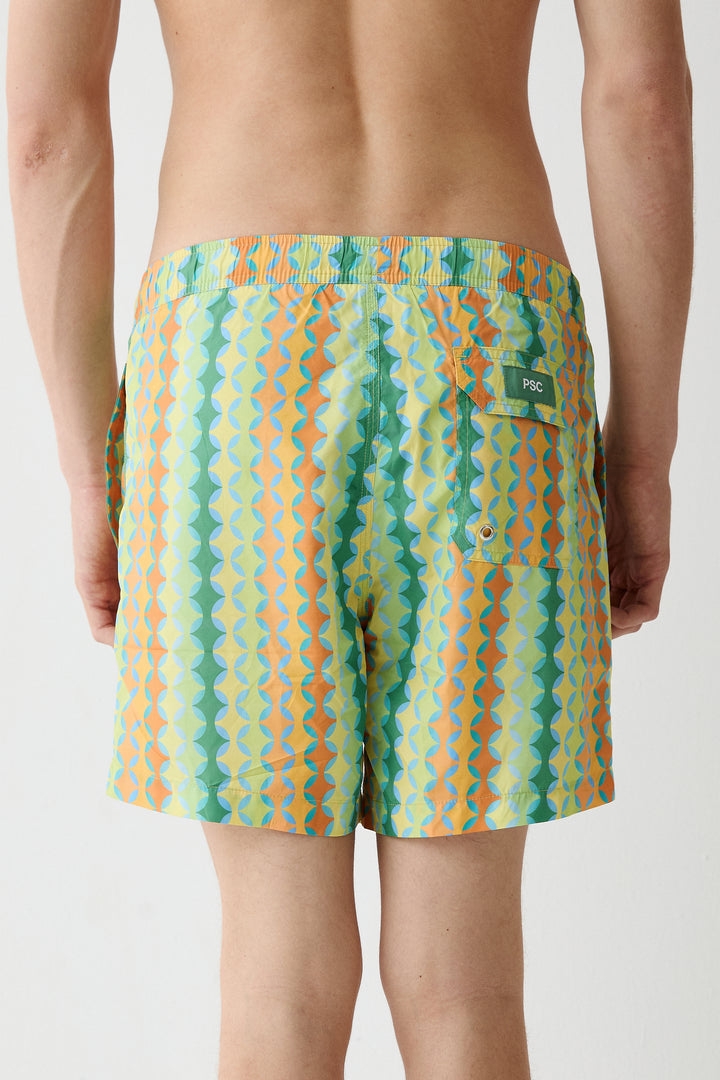 Orange Mosaic Swim Shorts