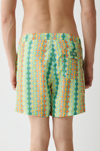Orange Mosaic Swim Shorts