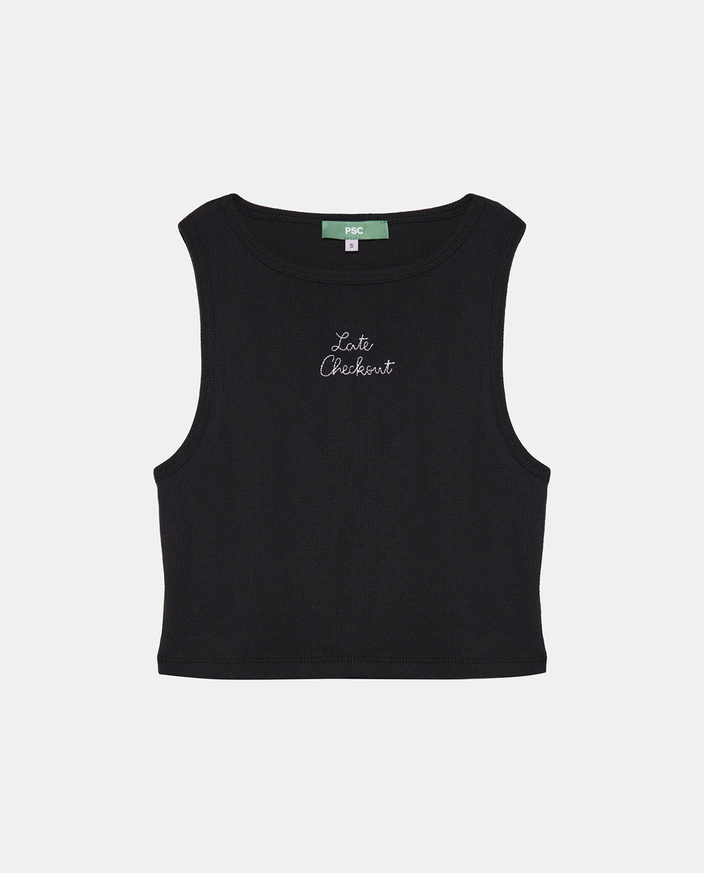 LATE CHECKOUT BLACK TANK TOP