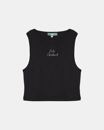Late Checkout Black Tank Top