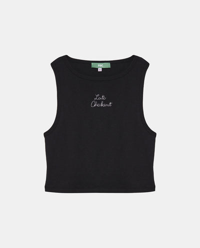 LATE CHECKOUT BLACK TANK TOP