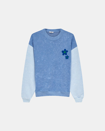 BLUE COLOR BLOCK SWEATSHIRT