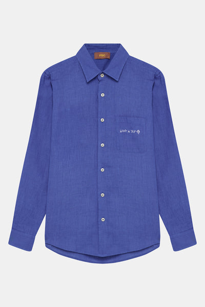 Blue Linen Men Shirt
