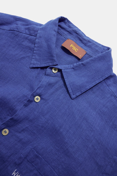 Blue Linen Men Shirt