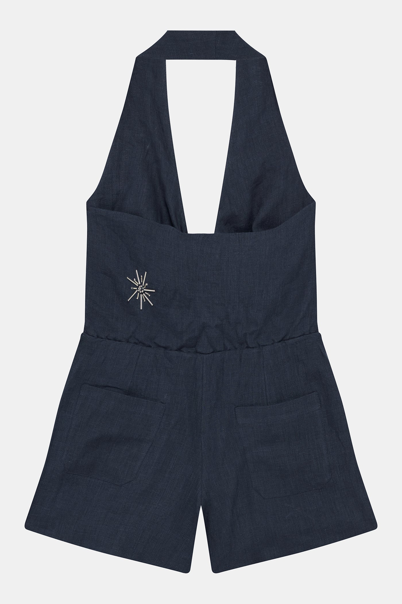 Navy Linen Playsuit