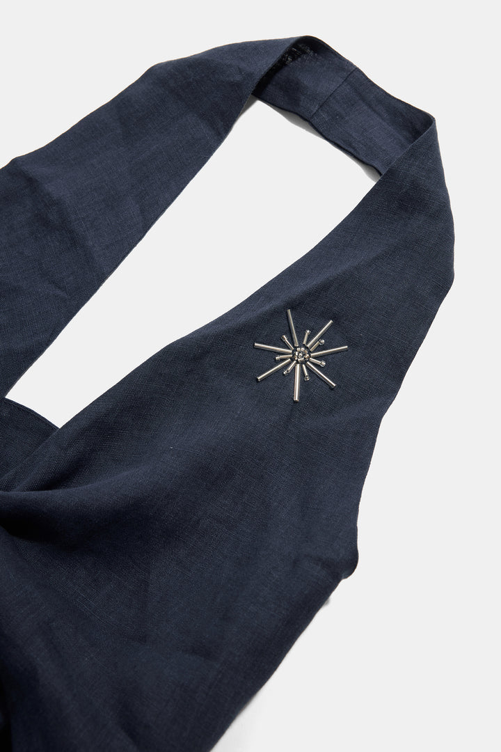 Navy Linen Playsuit