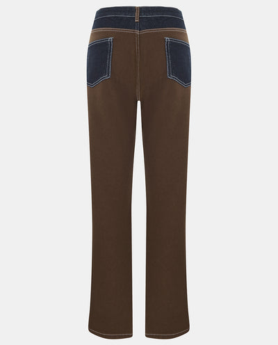 Brown Patchwork Jeans