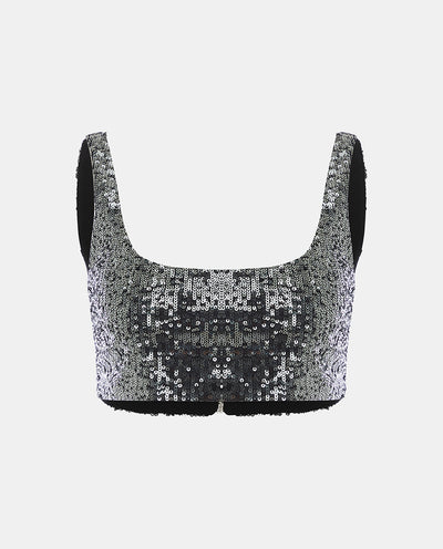 GREY SEQUIN TOP