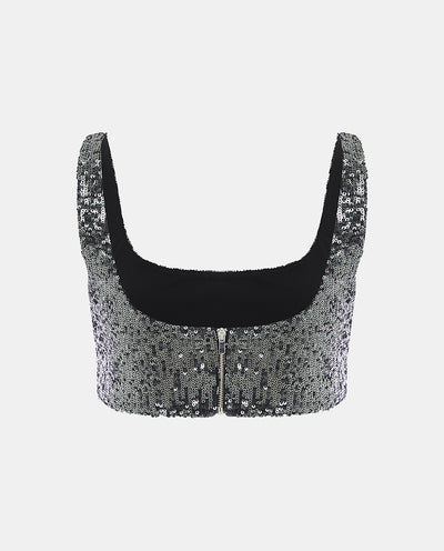 GREY SEQUIN TOP