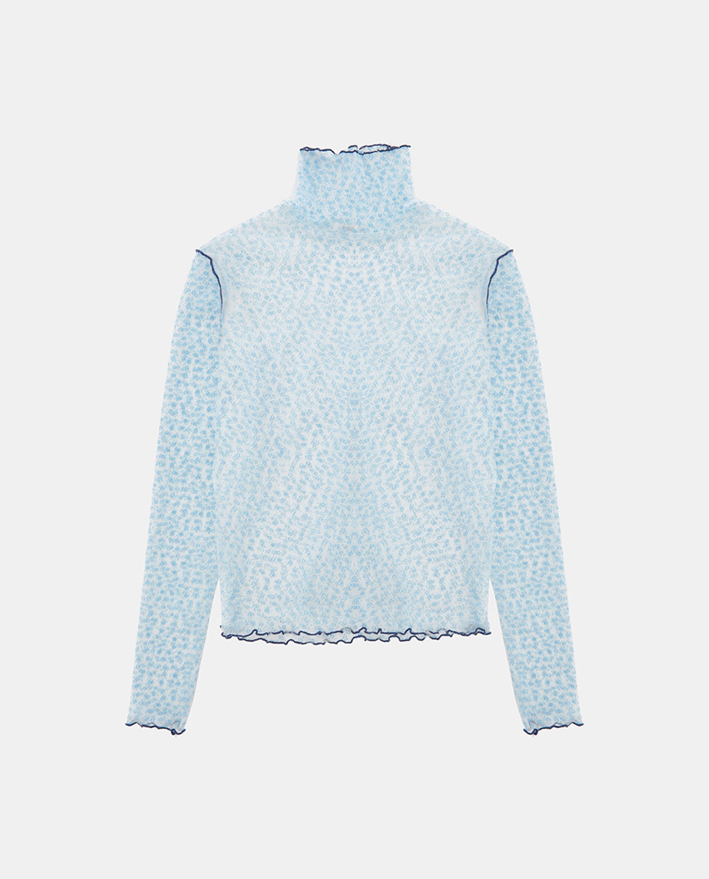 LIGHT BLUE FLORAL MESH TOP
