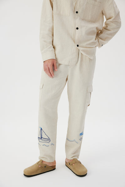 LINEN BLEND TROUSERS