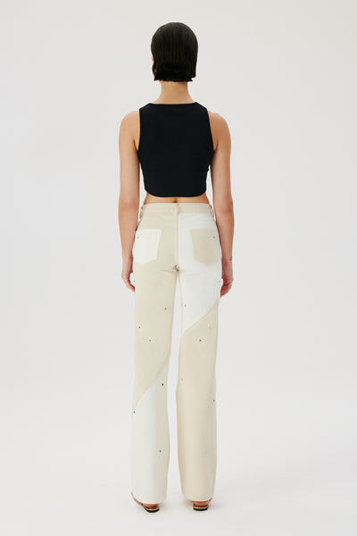 PATCHWORK WHITE JEANS