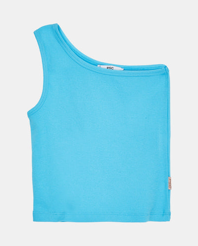 BLUE ONE SHOULDER TOP