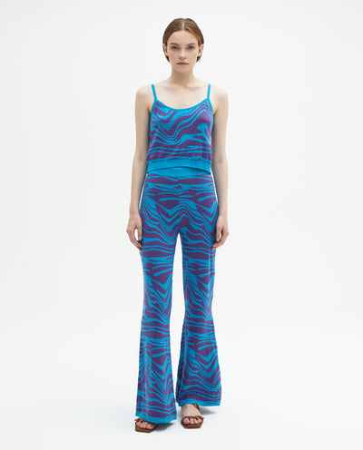 WAVE KNITTED PANTS BLUE