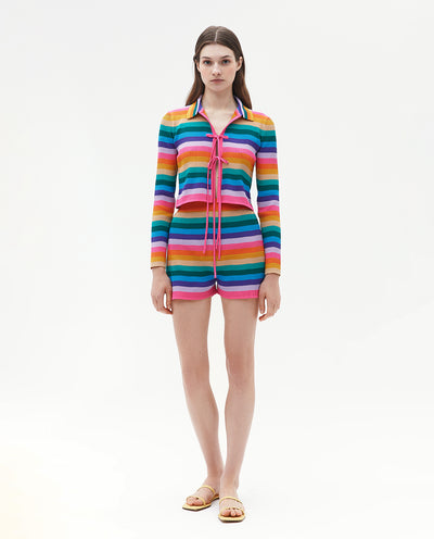 RAINBOW STRIPED KNIT SHORTS