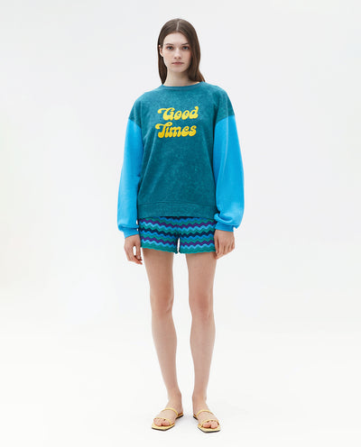 GREEN COLOR BLOCK SWEATSHIRT