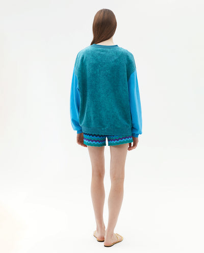 GREEN COLOR BLOCK SWEATSHIRT