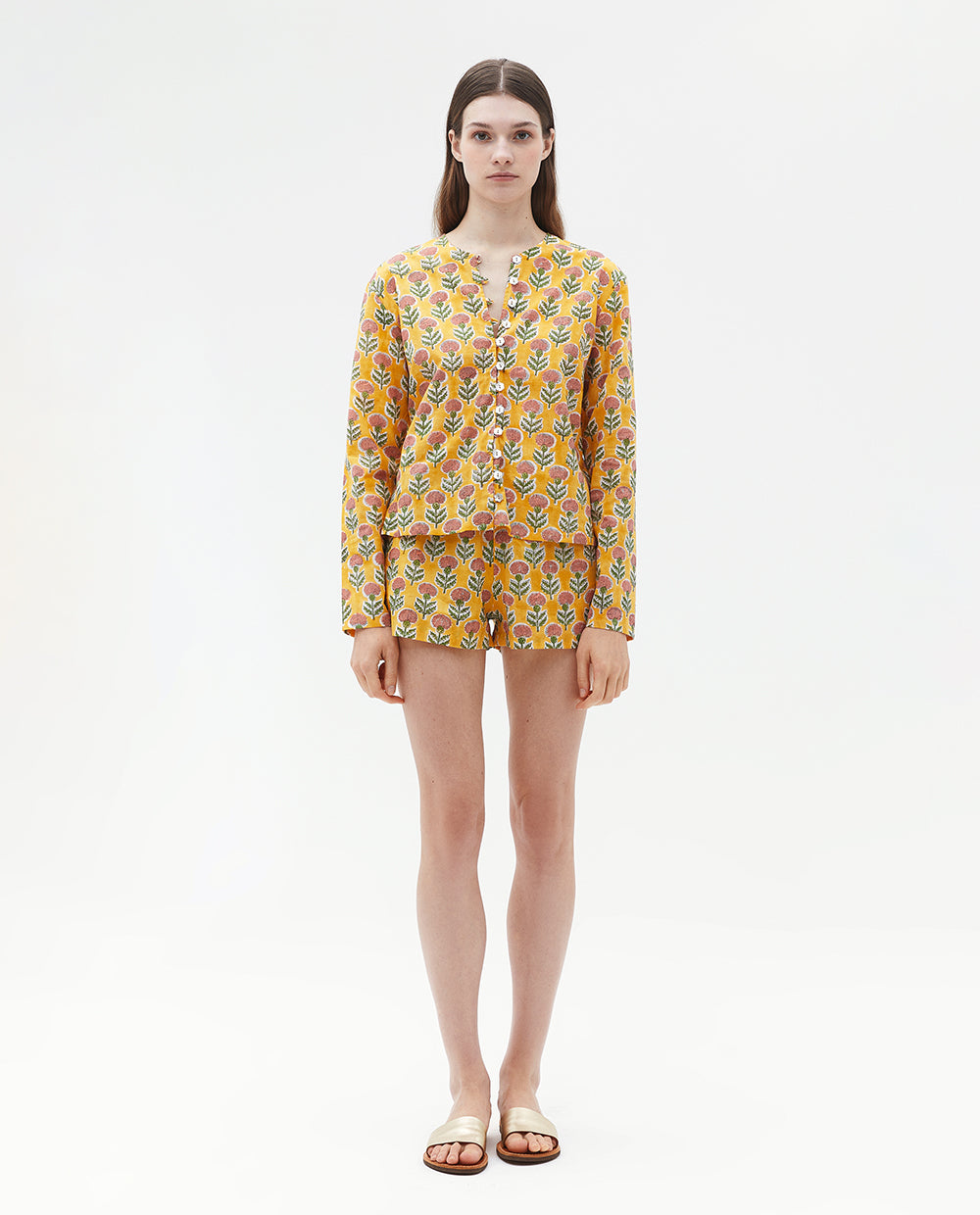 YELLOW FLORAL INDIAN SHORT