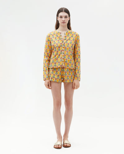 YELLOW FLORAL INDIAN SHORT