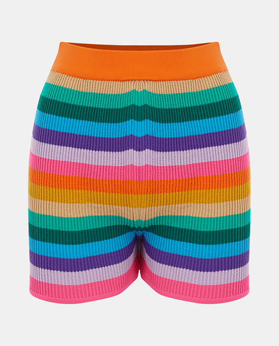 RAINBOW STRIPED KNIT SHORTS