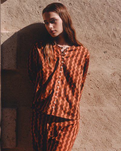 INDIA ORANGE WAVE SHIRT