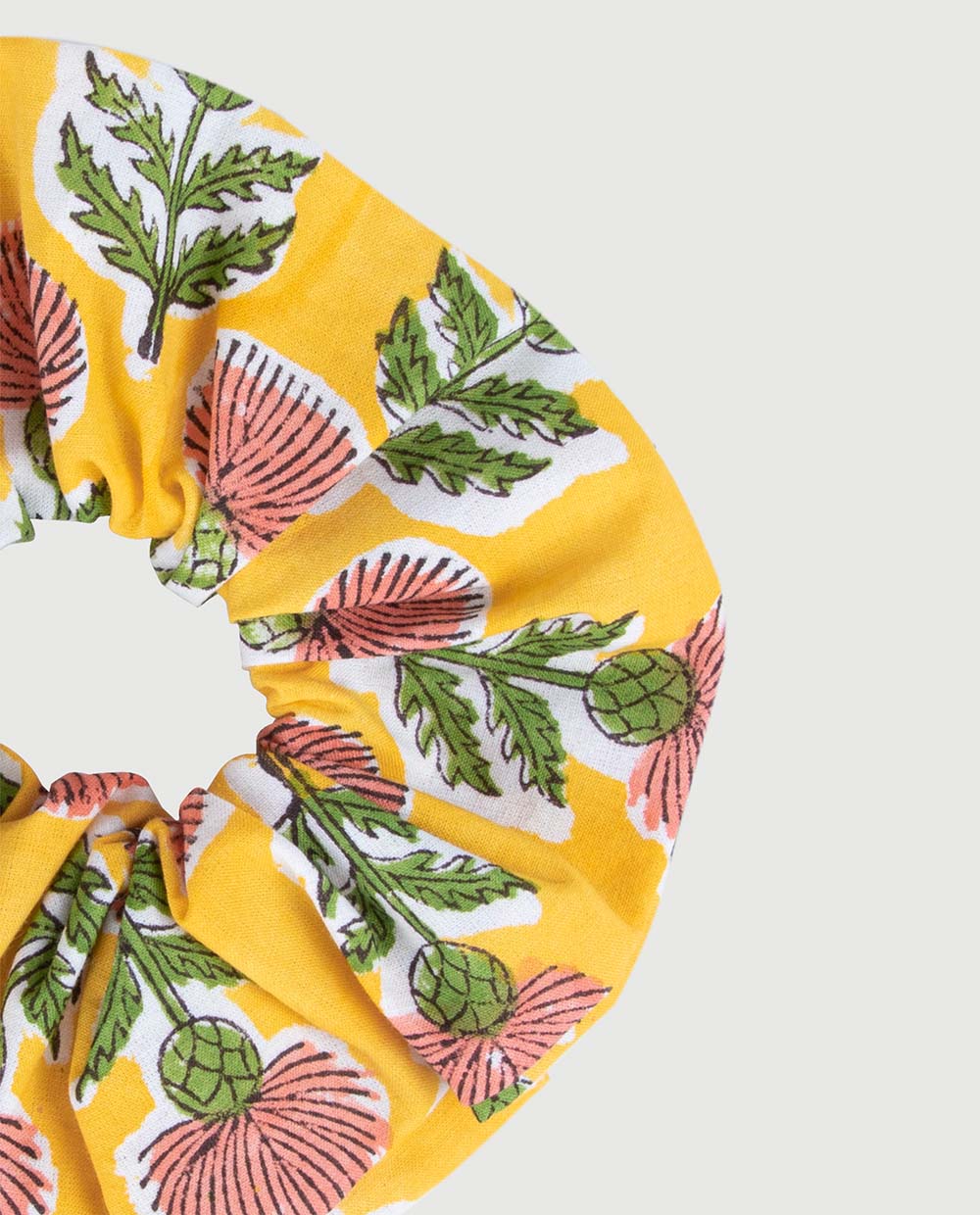 YELLOW FLORAL INDIAN SCRUNCHIE